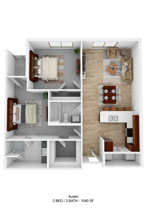 a floor plan of a 2 bedroom 2 bath apartment